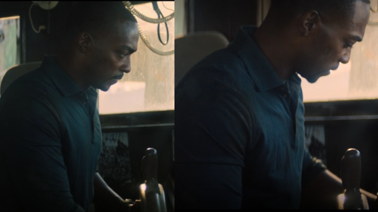 A side by side comparison of a shot of Sam in episode one and a shot of him in episode 5