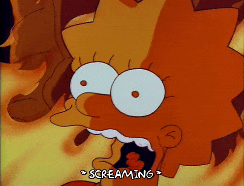 Lisa Simpson screaming while surrounded by fire